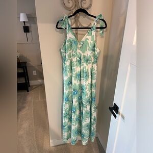 Vestique Tropical Green and Blue Maxi Dress